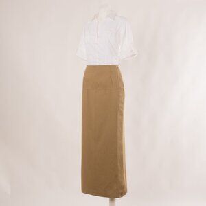 Vintage Collection Privee Tan Cotton Maxi Skirt Size US 4 (IT40)